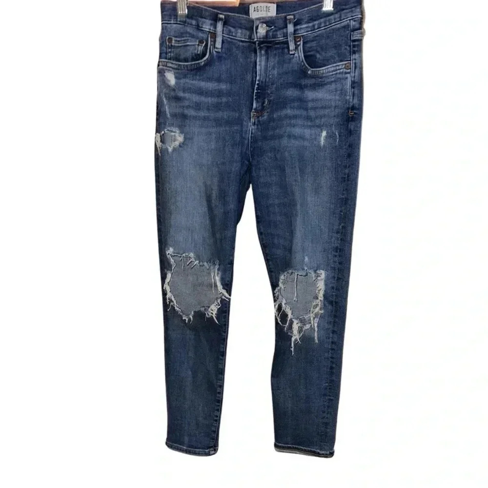 AGOLDE Sophie High Rise Skinny Crop Deconstructed Jean Size 28